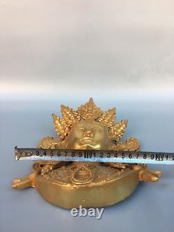 10.2 hinese antiques Pure copper Gold plated Tara buddha head statue