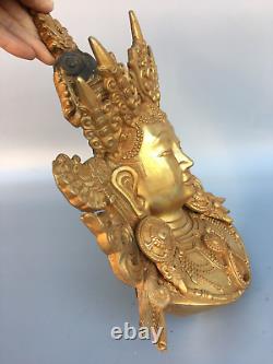 10.2 hinese antiques Pure copper Gold plated Tara buddha head statue
