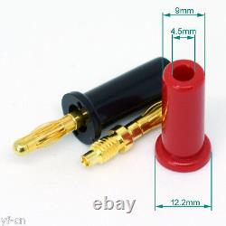 100pair Gold Plated Copper 4mm Banana Plug Cable Speaker Soldering Connector R+B