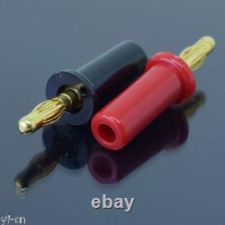 100pair Gold Plated Copper 4mm Banana Plug Cable Speaker Soldering Connector R+B
