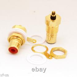 100pcs CMC R+B Gold Plated Copper RCA Female Phono Panel Mount Chassis Connector