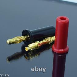 100pcs Gold Plated Copper 4mm Banana Plug Cable Speaker Soldering Connector R+B