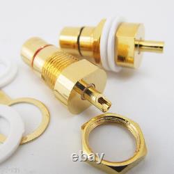 100x CMC Gold Plated Copper RCA Female Phono Jack Panel Mount Chassis Connector