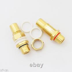 100x Copper RCA Female to Female Aadapter with Hex Screw & Washer Fix Gold Plated