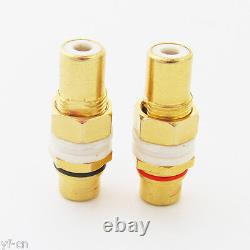 100x Gold Plated Copper RCA Female to Female Aadapter with Hex Screw & Washer Fix