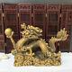 10Chinese antiques Qianlong year Pure copper Gold-plated Xiangyun Dragon statue