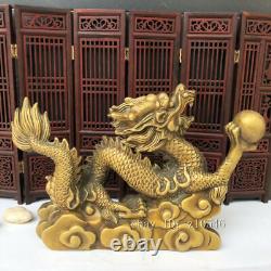 10Chinese antiques Qianlong year Pure copper Gold-plated Xiangyun Dragon statue