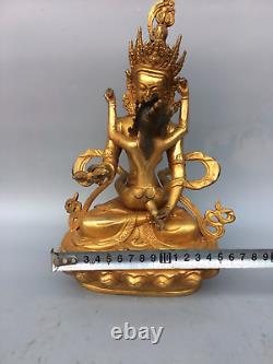 11.6 Tibetan biography Buddhism Gold plated copper Happy Buddha statue