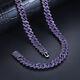 14mm Hip Hop TopBling Purple Cubic Zircon Miami Cuban Chain Necklace Gold Plated