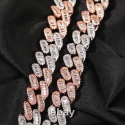 15mm Hip Hop Mens Cubic Zircon Cuban Link Chain Necklace 18K Gold Plated Jewelry
