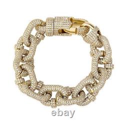 17mm Miami Cuban Chain Bracelet Iced Micro Pave 14K Gold Plated Hip Hop Jewelry