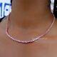 18k Rose Gold Plated Pink Tennis Necklace made w Swarovski Crystal 5 mm Round