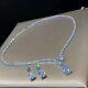 18k White Gold Plated Tennis Necklace Earrings Set made w Swarovski Crystal