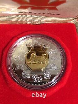 1998 Canada $15 Year of the Tiger Sterling & Gold Plated Cameo with box and COA