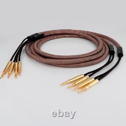 1pair OFC Copper Wire Gold Plated Banana Connector HIFI Bi-Wire Speaker Cable