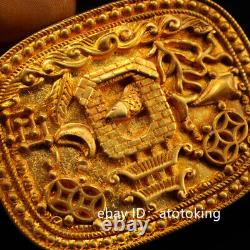 2.8 Chinese antiques pure copper gold plated Handmade lucky pattern belt buckle