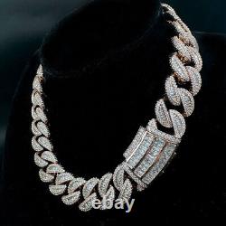 20MM 5AAA+ Real Gold Plated CZ Ice Out Hop Hip Cuban Link Chain Necklace 16-28'