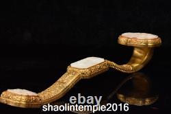 22.4 collection China Gold plated copper set Nephrite Ruyi Ornaments