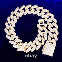 25MM 5AAA+ CZ Ice Out Hip Hop Miami Cuban Link Chain Necklace Real Gold Plated