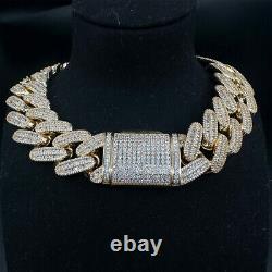 25MM 5AAA+ CZ full Ice Out Hip Hop Cuban Link Chain Necklace Real Gold Plated