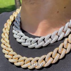 25mm Hip Hop Bubble Cuban Link Chain White Zircon 18K Real Gold Plated Jewelry