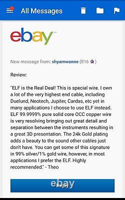 300ft ELF Custom Cables 24k Gold plated 99.9999 % pure OCC copper wire 20awg