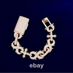 3AAA+ CZ Hop Hip Ice Out Cross Infinity Cuban Link Bracelet Real Gold Plated