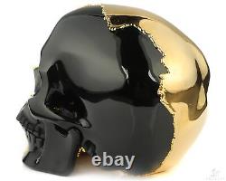5.1 Black Obsidian and Gold Plated Copper Hand Carved Crystal Skull