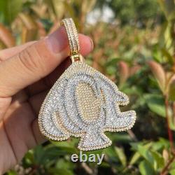 5AAA+ CZ Baguette Full Ice Out Hop Hip ACE Pendant Necklace 24k Real Gold Plated
