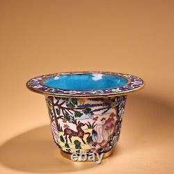 6.4 Retro Pure copper gold-plated filigree enamel colour cloisonn é flower pot