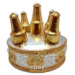 6 Carved Gold Silver Plated Copper Torma Mandala Patan Buddhist Ritual Tibetan