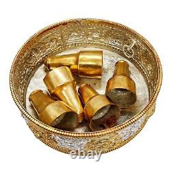 6 Carved Gold Silver Plated Copper Torma Mandala Patan Buddhist Ritual Tibetan