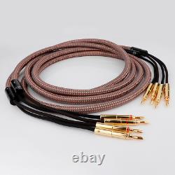 6N OCC Pure Copper Wire Gold Plated Banana Plug Bi-Wire HiFi Audio Speaker Cable