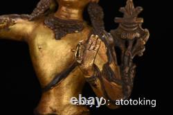 7.6 Chinese antiques Pure copper Gold plated Manjushri Bodhisattva Statue