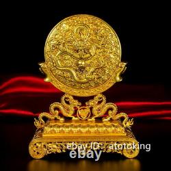 7 Chinese antiques Qing Dynasty pure copper gold plated Handmade screen statue