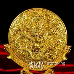 7 Chinese antiques Qing Dynasty pure copper gold plated Handmade screen statue