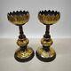 A pair of brass imitation purple copper gold-plated lotus wax stands