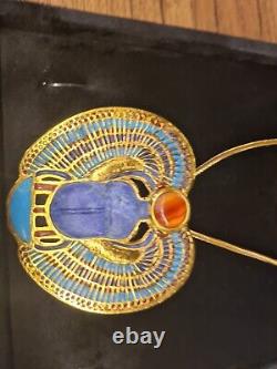 Amazing Handmade King Tutankhamun Winged Scarab Pendant Necklace-24k Gold Plated