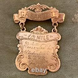 Antique Gold Plated Copper SCHS 1/2 Mile Medal (awarded G. A Bartlett)