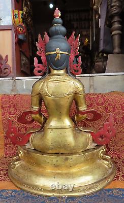 Antique Master Qality Handmade Copper Gold-plated Apermita Buddha Rupa, Nepal