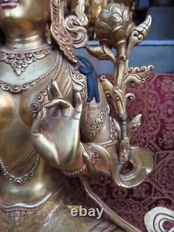 Antique Master Qality Handmade Copper Gold-plated Green Tara Rupa, Nepal