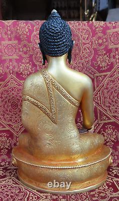 Antique Master Qality Handmade Crystal Copper Gold-plated Buddha Rupa, Nepal