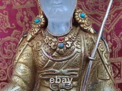 Antique Master Qality Handmade Crystal Copper Gold-plated Guru Rinpoche, Nepal