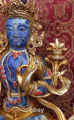 Antique Master Qality Handmade Lapis Copper Gold-plated Manjusri Rupa, Nepal