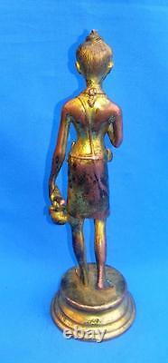 Antique Old Collectible Rare Lord Mahaveer Copper Gold Plated Figurine Statue
