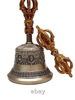 Bell n Gold Plated Copper Dorje Vajra Pestle Old Antique Buddhist Tibetan Décor