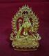 Buddhism Goddess White Tara Gold Face Paint Copper Gold Plated Statue Figure fre