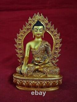 Buddhism Lord Shakyamuni Buddha Copper Gold Plated Statue Figure Nepal free