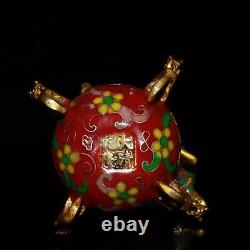 China Old copper gold-plated cloisonne filigree horse stepping earth ornaments