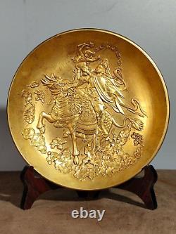 Chinese Copper Gold-plated Handcarved Exquisite Plate 19011